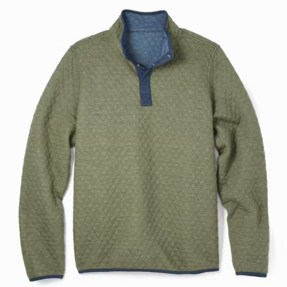 Quilted Corbet Reversible Pullover - Marine Layer - Navy/Green Men's Medium - Picture 1 of 7